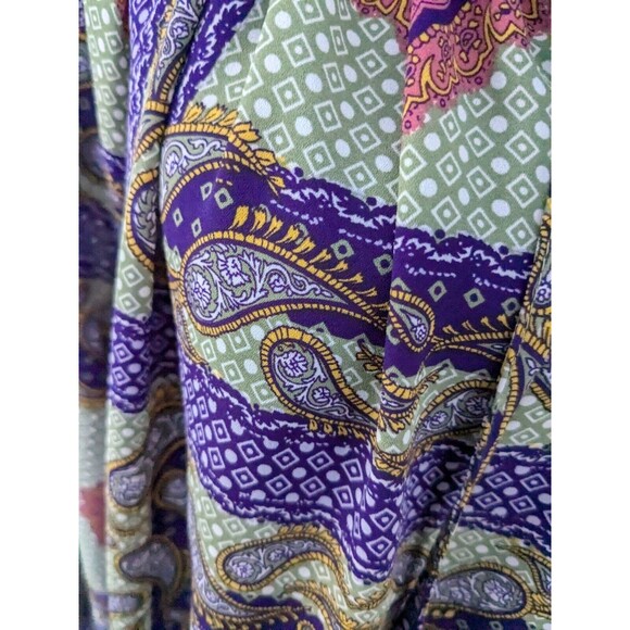 Simply Emma Top Women's sz 2X V-neck Handkerchief Print Multi Boho Peasant Panes - Picture 4 of 15